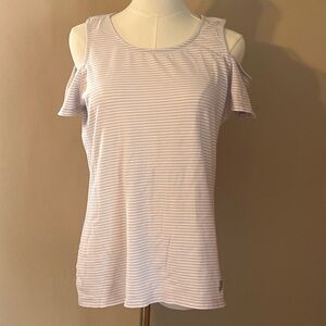 Like New Michael Kors Lavender Striped Cold Shoulder Tank Top